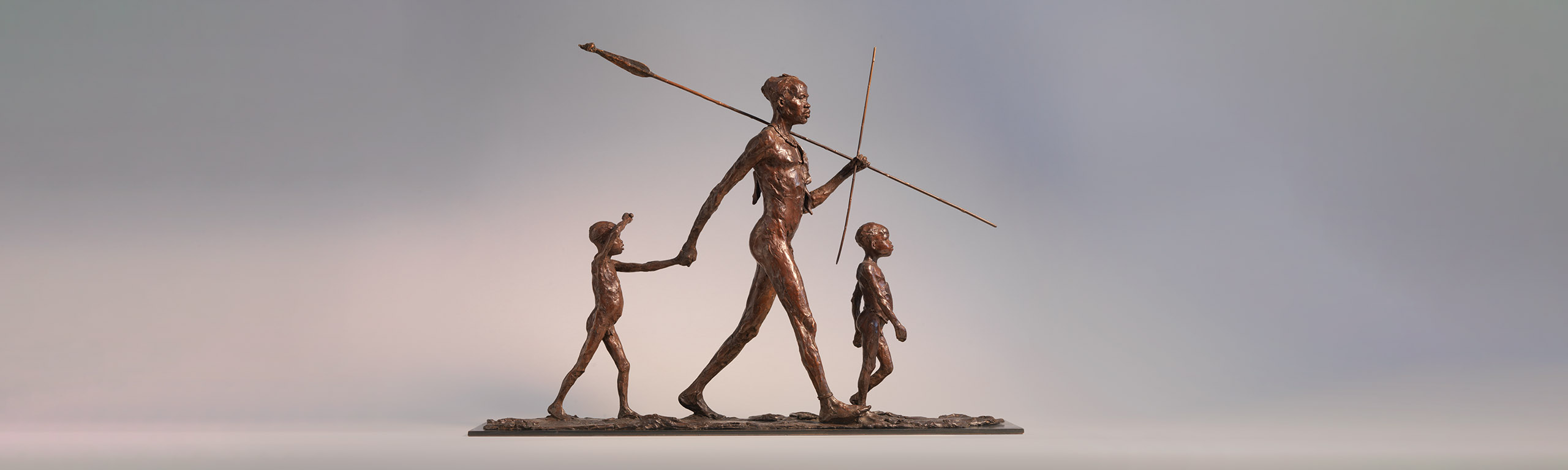 Turkana Father And Sons Bronze Sculpture, 2002